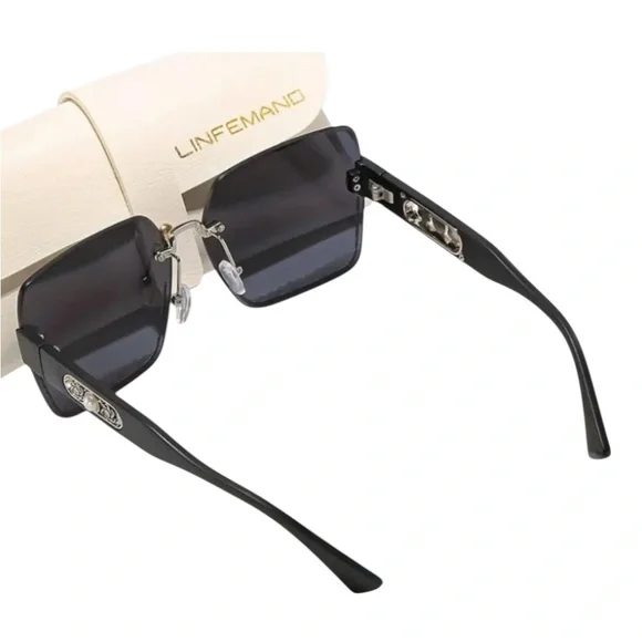 LINFEMAND Black Square Sunglasses
